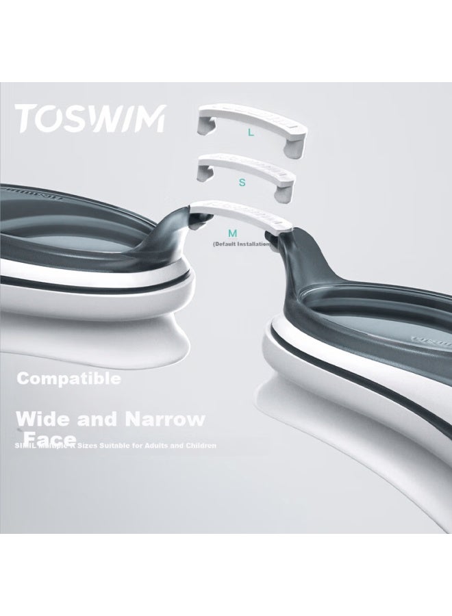 Toswim Waterproof Anti-fog Swimming Goggles Hd Prescription Large Frame Uni Swimming Gl Fish Belly White 700 Degree - Image 4