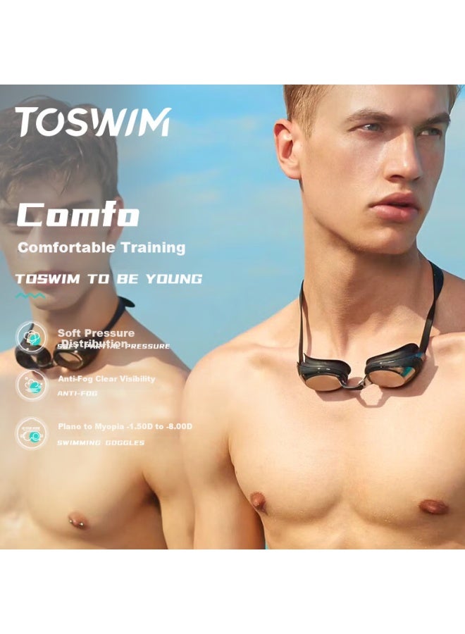 Toswim Waterproof Anti-fog Swimming Goggles Hd Prescription Large Frame Uni Swimming Gl Fish Belly White 700 Degree - Image 5