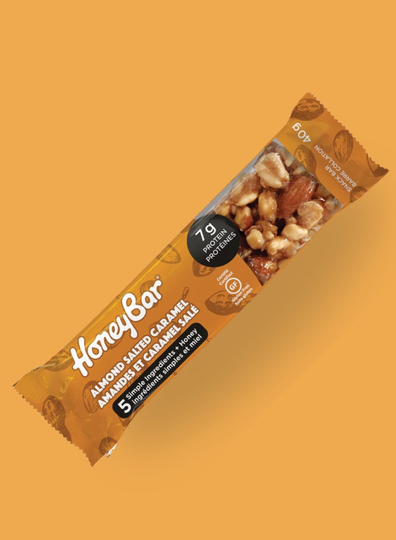 HoneyBar HoneyBar Almond Salted Caramel Snack Bars – 5 x 40g | 7g Protein, Gluten-Free, Halal, Vegetarian, Low Sodium, Non-GMO, Healthy Snack  - Image 3