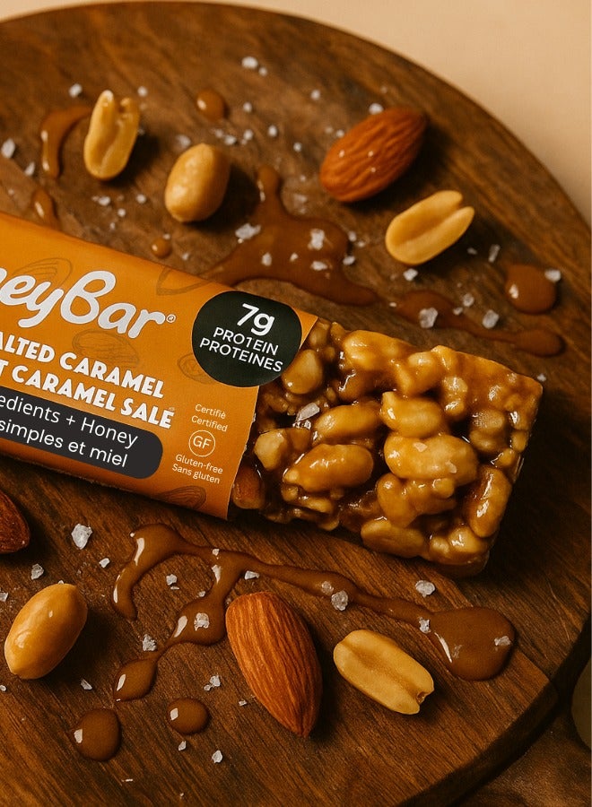 HoneyBar HoneyBar Almond Salted Caramel Snack Bars – 5 x 40g | 7g Protein, Gluten-Free, Halal, Vegetarian, Low Sodium, Non-GMO, Healthy Snack  - Image 4