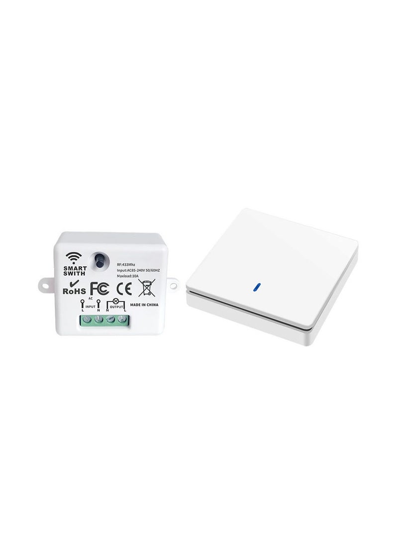 Generic Wireless Light Switch 433Mhz Mini Remote Control,85-250V 10A Smart Relay Receiver, Wall Switch Panel, Led Lamp Fan ﻿  - Image 1