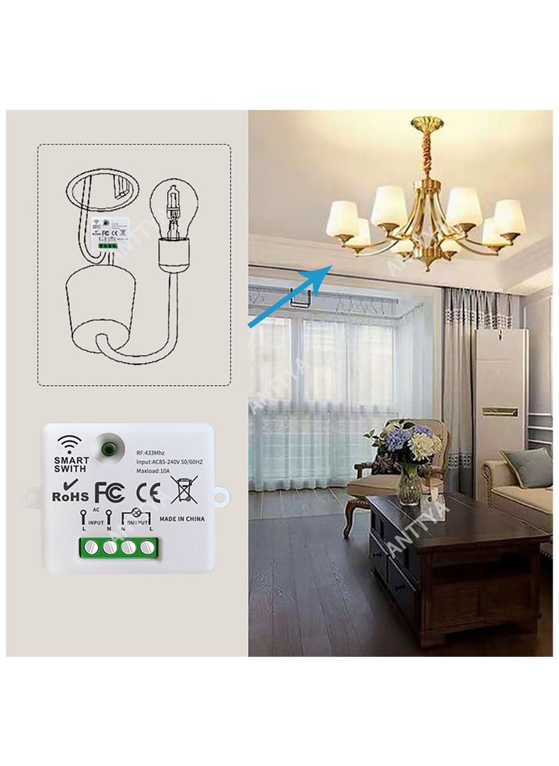 Generic Wireless Light Switch 433Mhz Mini Remote Control,85-250V 10A Smart Relay Receiver, Wall Switch Panel, Led Lamp Fan ﻿  - Image 2