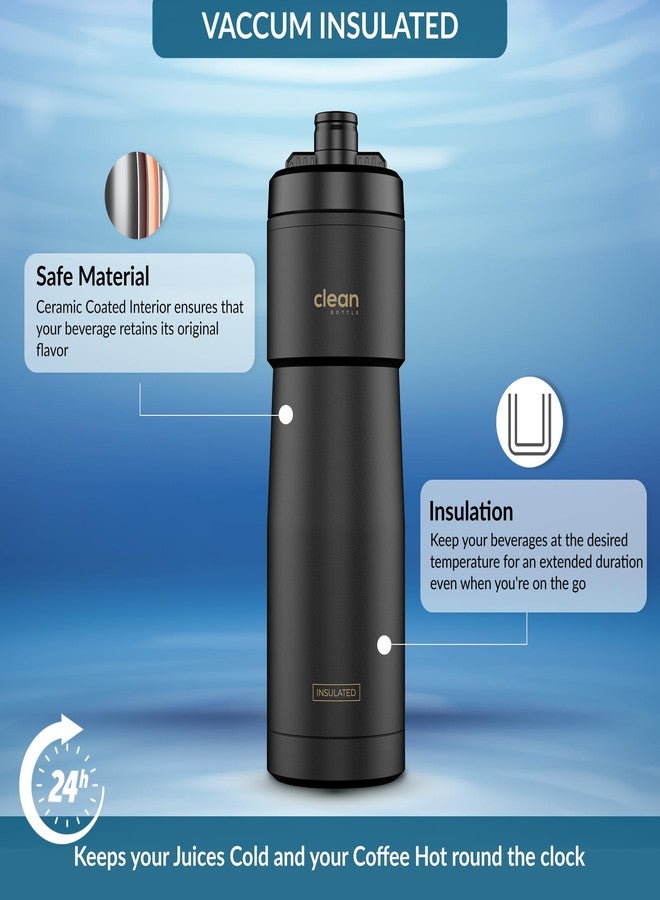 Clean Bottle The Clean Hydration Co Insulated Bike Water Bottle | Easy Clean Nozzle, Easy Squeeze | Cycling Running Fitness Water Bottle | Gym Sport Bottle | Sport 23 Oz | Matte Black (Black) (Black, 23 Oz) - Image 2
