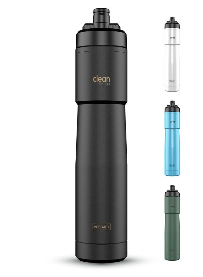 Clean Bottle The Clean Hydration Co Insulated Bike Water Bottle | Easy Clean Nozzle, Easy Squeeze | Cycling Running Fitness Water Bottle | Gym Sport Bottle | Sport 23 Oz | Matte Black (Black) (Black, 23 Oz) - Image 1