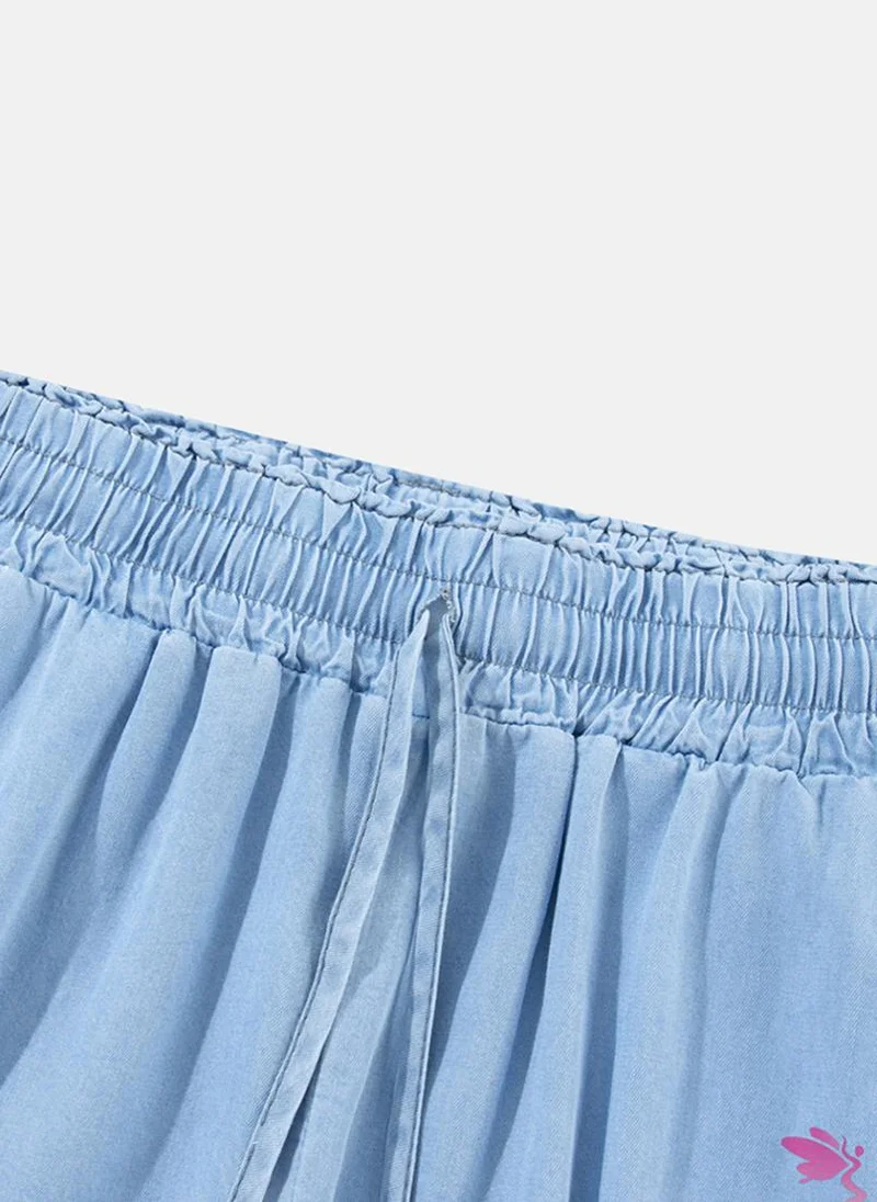 يونيكي Blue Plain Drawstring Trouses