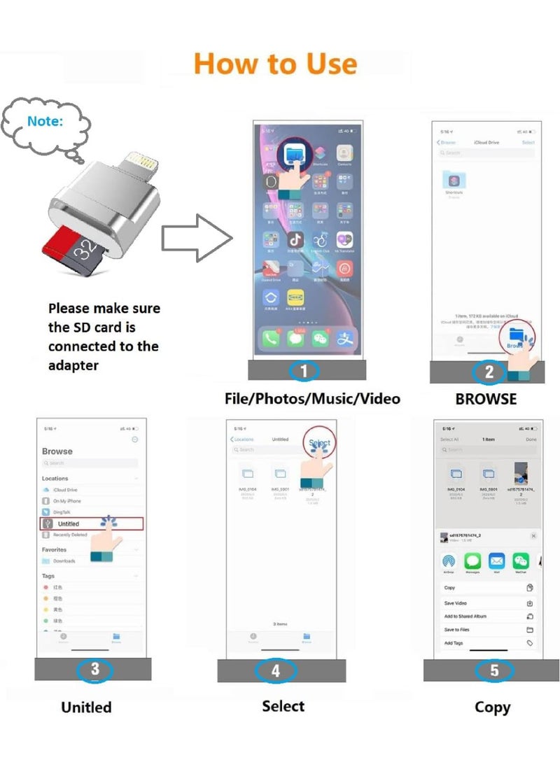 Rock Pow - Apple MFi Certified Lightning to Micro SD Card Reader for iPhone iPad - Supports iOS 13 exFAT & FAT32 - Image 1
