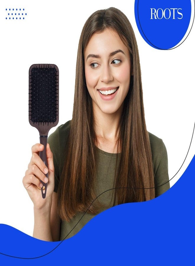 روتس فرشاة شعر ROOTS Truglam البنية ذات المقبض المسطح | شعيرات مرنة ذات أطراف ناعمة | تمنع خدش فروة الرأس وتلف الجلد المحيط بالشعر | مناسبة لجميع أنواع الشعر | للرجال والنساء | الطول: 10 بوصات، رقم الموديل: WDR88 - Image 5