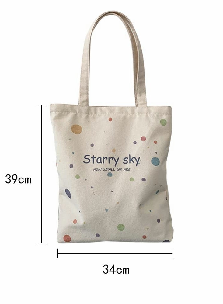 SOLARAE Cute Canvas Tote Bag with Separate Packaging Grocery Bags - Image 3