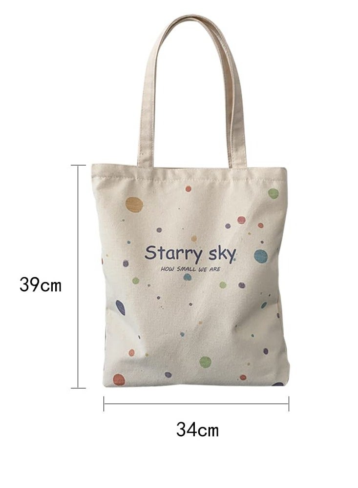 SOLARAE Cute Canvas Tote Bag with Separate Packaging Grocery Bags - Image 4