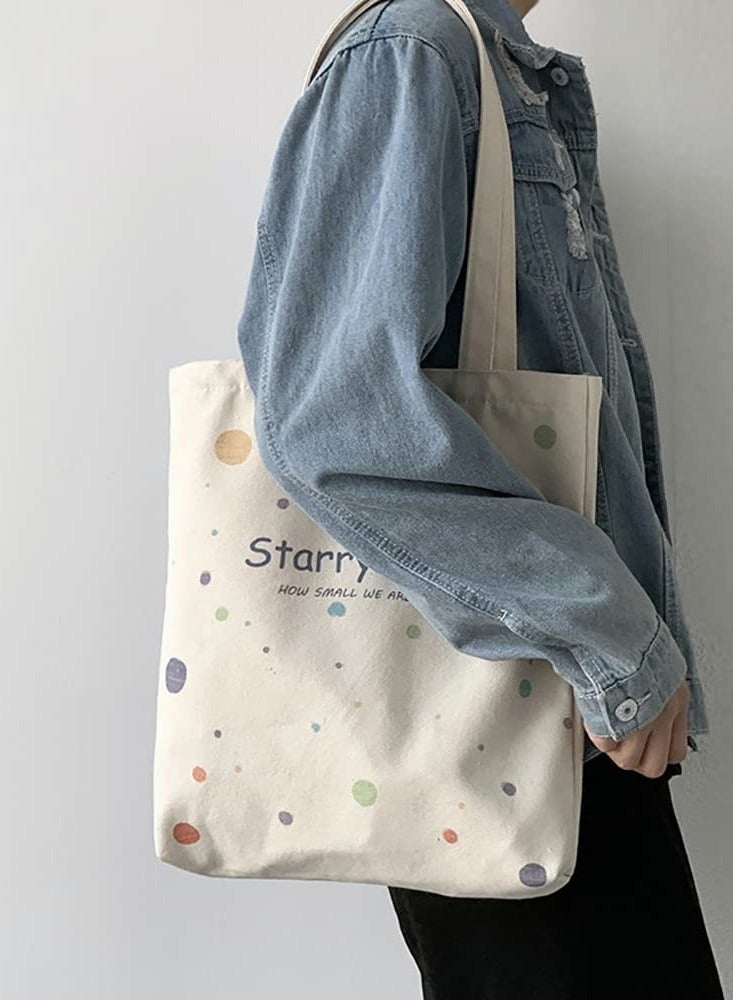 SOLARAE Cute Canvas Tote Bag with Separate Packaging Grocery Bags - Image 2