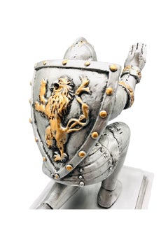 SYOSI Executive Knight Pen Holder  Personalized decoration Desk Accessory Stationery organizer, creative Pen Stand Decorative Gift for Office Blue  - Image 5