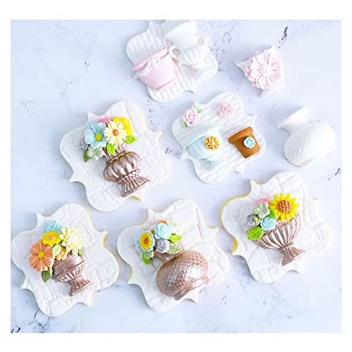 Anyana flower urns vases pots silicone mould cake Fondant gum paste mold for Sugar paste wedding party cupcake decorating topper decoration sugarcraft icing biscuit décor - Image 2