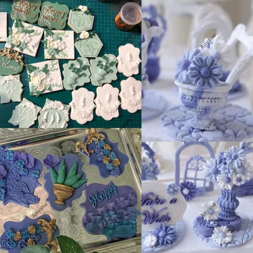 Anyana flower urns vases pots silicone mould cake Fondant gum paste mold for Sugar paste wedding party cupcake decorating topper decoration sugarcraft icing biscuit décor - Image 4