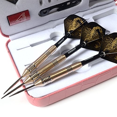 CUESOUL 24 Grams Steel Tip Darts Set with Pink Deluxe PU Darts case-Black Scorpion Lady Darts - Image 4