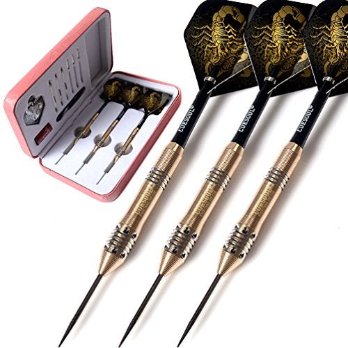 CUESOUL 24 Grams Steel Tip Darts Set with Pink Deluxe PU Darts case-Black Scorpion Lady Darts - Image 1