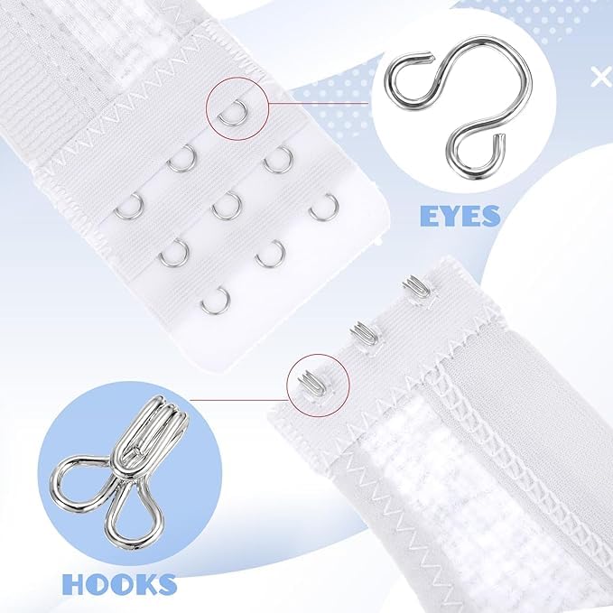 RIANZ® Pack of 100 Sets Hook and Eye Closures for Clothing - Hook and Eye Sewing, Blouse/Bra/Dress Hooks Replacement Bra Clasp for Straps Invisible Safety Buckle (Silver) - Image 4
