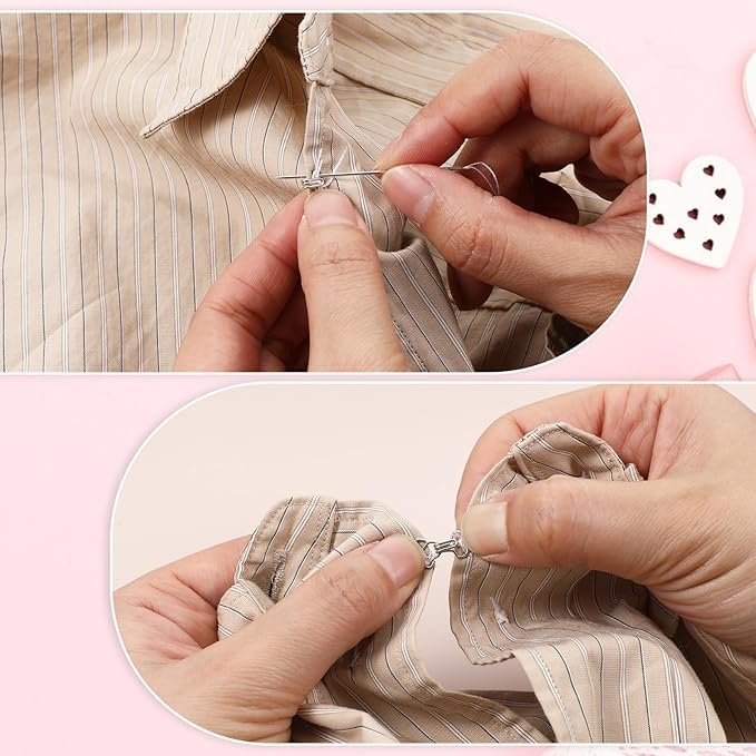 RIANZ® Pack of 100 Sets Hook and Eye Closures for Clothing - Hook and Eye Sewing, Blouse/Bra/Dress Hooks Replacement Bra Clasp for Straps Invisible Safety Buckle (Silver) - Image 5