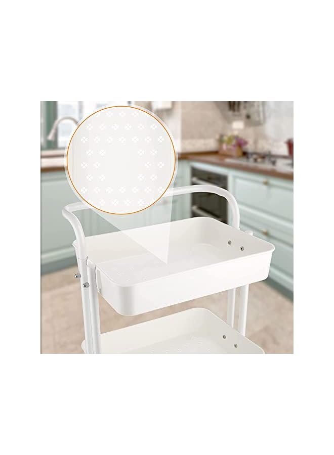 Raxoom 3 Tier Mesh Utility Cart,Rolling Metal Organization Cart with Handle and Lockable Wheels, Multifunctional Storage Shelves for Kitchen Living Room Office - Image 5