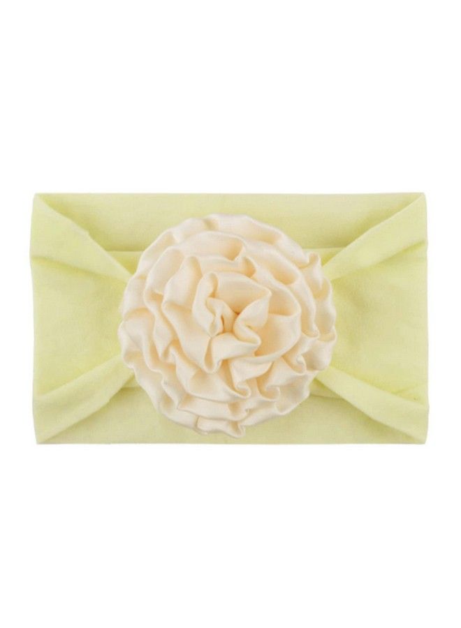 Syga Baby Girls Soft Nylon Headbands Hairbands Hair Accessories Ribbon Fancy Flower Headband Newborn Infant Toddlers Kids (Beige) - Image 2