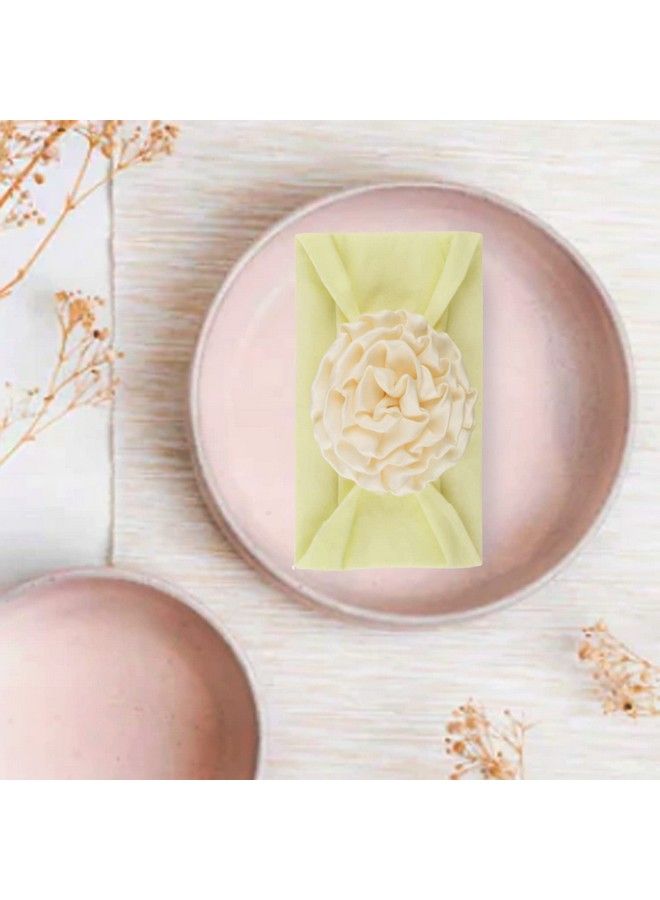 Syga Baby Girls Soft Nylon Headbands Hairbands Hair Accessories Ribbon Fancy Flower Headband Newborn Infant Toddlers Kids (Beige) - Image 3