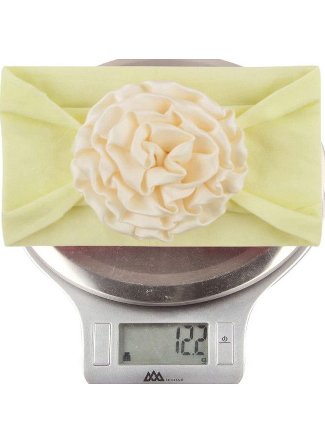 Syga Baby Girls Soft Nylon Headbands Hairbands Hair Accessories Ribbon Fancy Flower Headband Newborn Infant Toddlers Kids (Beige) - Image 5