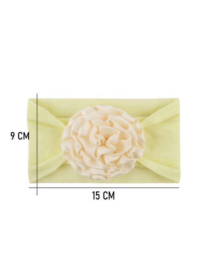 Syga Baby Girls Soft Nylon Headbands Hairbands Hair Accessories Ribbon Fancy Flower Headband Newborn Infant Toddlers Kids (Beige) - Image 4