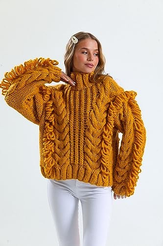 Estako Cozy Thick & Quick Yarn (4 Skeins Pack) 20% Wool 80% Acrylic Soft Super Bulky Weight #6 Knitting and Crocheting Yarn (4 x 3.52 Oz) / (4 x 65 Yrds) (52099-Dark Orange) - Image 3