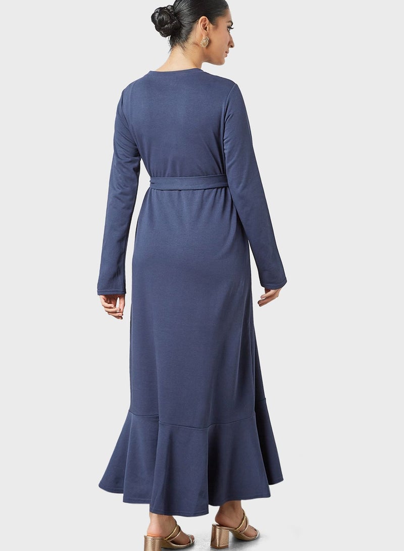 Desert Cove Belted Ruffle Hem Dress - Image 2