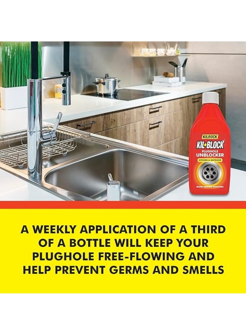 KILROCK Kil Block Plughole Unblocker Kitchen & Outdoor 500 ML - Image 4