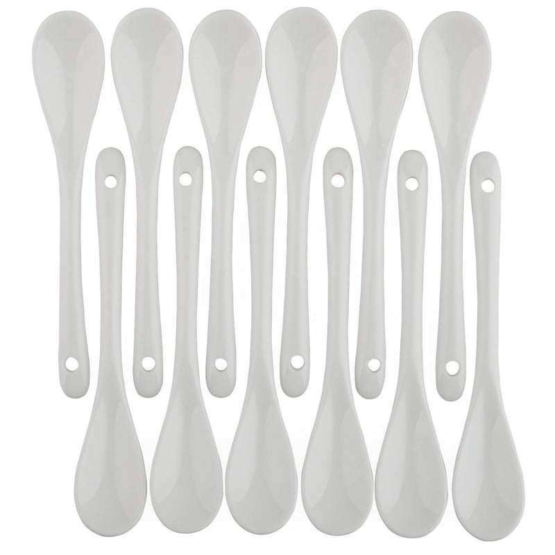 Porcelain Egg Spoons for SoftBoiled Eggs Coffee Tea Desserts Ceramic Spoon Set of 12