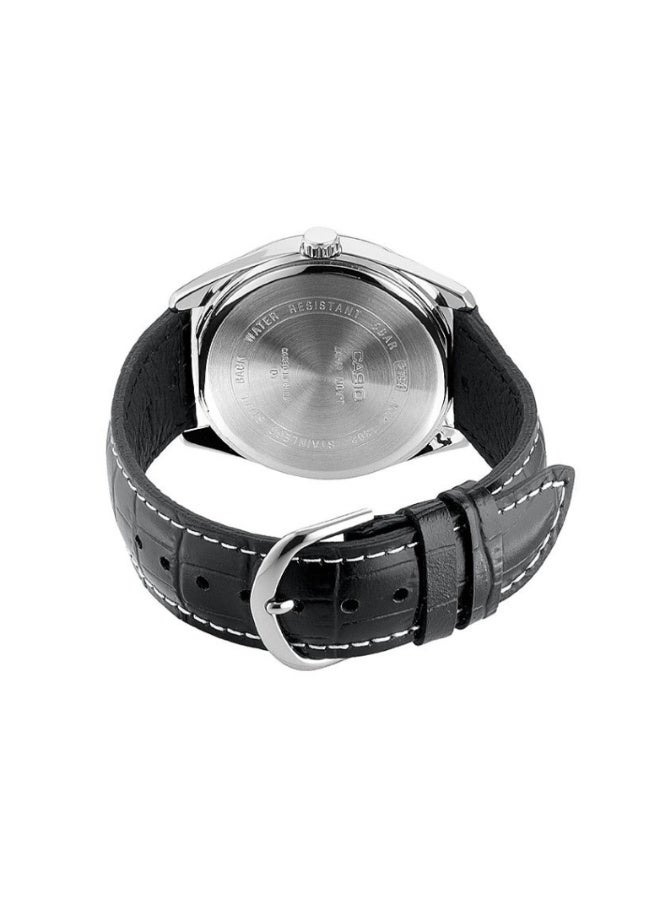 Casio MTP-1381L-1AVDF Men’s Analog Watch – Black Dial, Black Leather Strap, Day & Date Display, Classic Elegant Design - Image 4