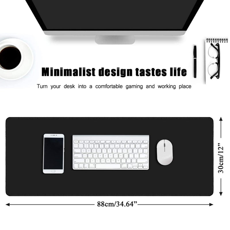 VIPAMZ Extended Mousepad XXXL Non-Slip Rubber Base Textured Weave Gaming Mouse Pad, Black – 34.65x12-Inch Desk matt for Desktop - Image 2