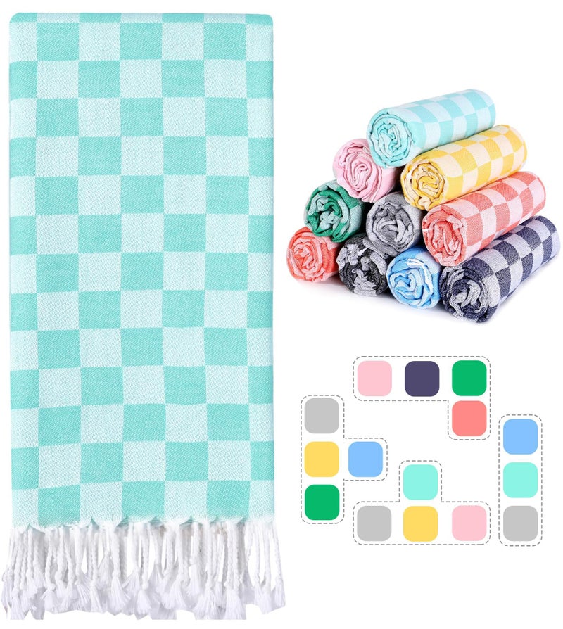 Antfuny Checkered Plaid Turkish Beach Towel Vacation Essentials Blanket Sand Free Quick Dry Oversized Thin Cloud Clearance Alaska Cruise Summer Accessories Beach Gift Must Haves Gear Stuff Travel Gadgets - Image 1