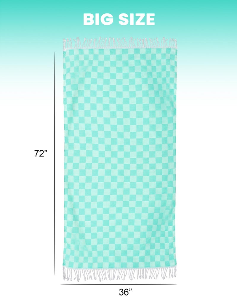 Antfuny Checkered Plaid Turkish Beach Towel Vacation Essentials Blanket Sand Free Quick Dry Oversized Thin Cloud Clearance Alaska Cruise Summer Accessories Beach Gift Must Haves Gear Stuff Travel Gadgets - Image 5