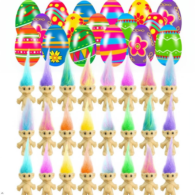 Holydeck 24 PCS Prefilled Easter Eggs with Mini Toys Inside Vintage Lucky Dolls Action Figures for Kids Boys Girls Easter Basket Stuffers Party Favors Easter Egg Fillers Hunt - Image 3