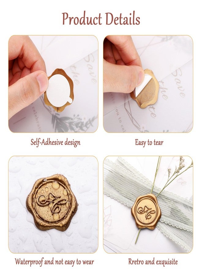 Yoption Initial Alphabet H Adhesive Wax Seal Stickers, 50 Pack Letter Wax Seal Stickers Envelope Seal Stickers Envelope Seals Self Adhesive Gold Stickers for Wedding Party Birthday Christmas (H) - Image 4