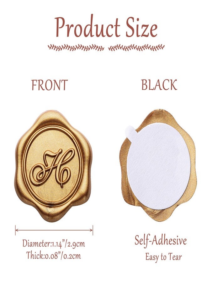 Yoption Initial Alphabet H Adhesive Wax Seal Stickers, 50 Pack Letter Wax Seal Stickers Envelope Seal Stickers Envelope Seals Self Adhesive Gold Stickers for Wedding Party Birthday Christmas (H) - Image 3