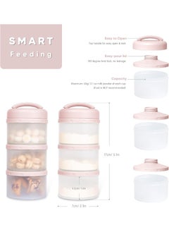 Termichy Termichy Stackable Formula Dispenser Portable Milk Powder Container, 2 Pack, Light Pink  - Image 2