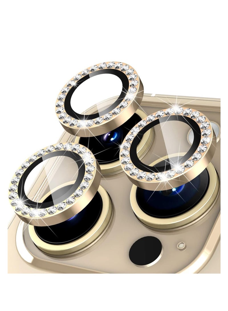 Diamond Camera Protection Lens for Apple Iphone 14 Pro / 14 Pro Max - gold  - Image 1