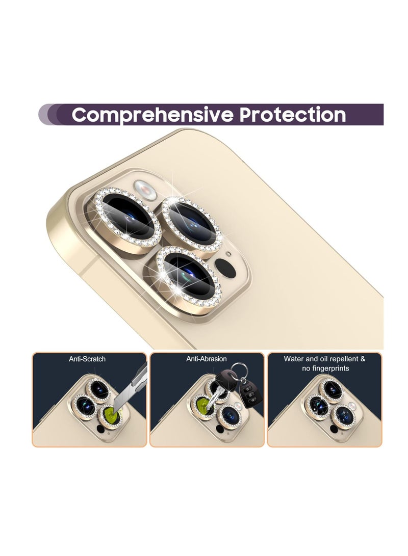 Diamond Camera Protection Lens for Apple Iphone 14 Pro / 14 Pro Max - gold  - Image 3