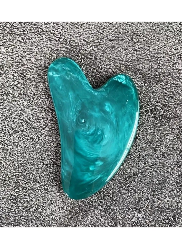 ORiTi Heart Shaped Gua Sha Board Resin Body Massager for Wrinkle Removal andSkin Care - Green  - Image 3