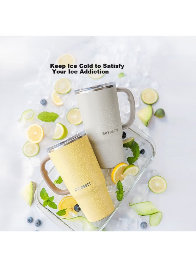 Buydeem Insulated Cup With Giant Straw, Stainless Steel Large Capacity Ice King Cup, Hot And Cold Thermos Cup, Popular Student Water Bottle - Image 1