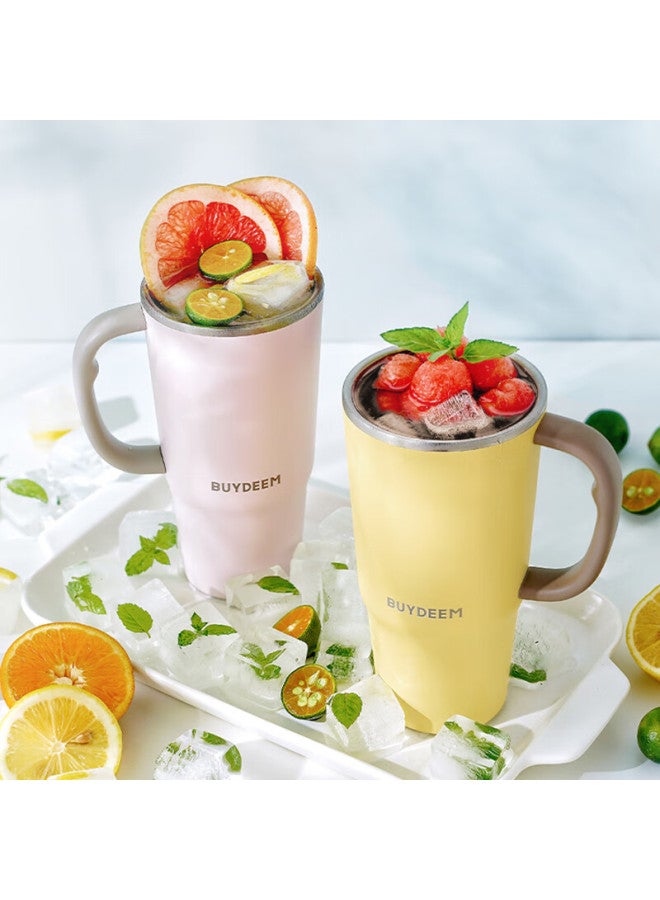 Buydeem Insulated Cup With Giant Straw, Stainless Steel Large Capacity Ice King Cup, Hot And Cold Thermos Cup, Popular Student Water Bottle - Image 4