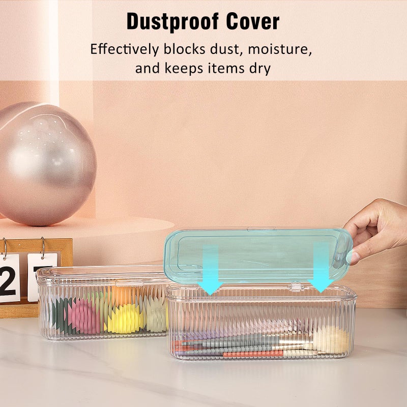 JessLab Makeup Brush Holder Organizer, Clear Makeup Sponges Organizer,Cosmetic Storage Case with Lid Display Case for Vanity, 1 Compartment (1 Pack) - Image 4