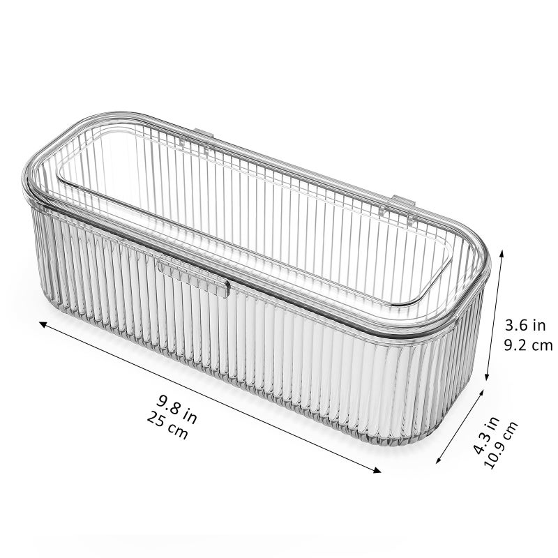JessLab Makeup Brush Holder Organizer, Clear Makeup Sponges Organizer,Cosmetic Storage Case with Lid Display Case for Vanity, 1 Compartment (1 Pack) - Image 5