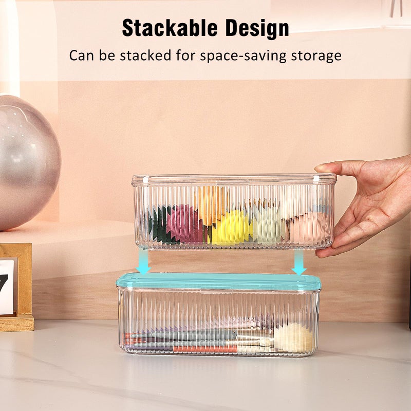 JessLab Makeup Brush Holder Organizer, Clear Makeup Sponges Organizer,Cosmetic Storage Case with Lid Display Case for Vanity, 1 Compartment (1 Pack) - Image 3