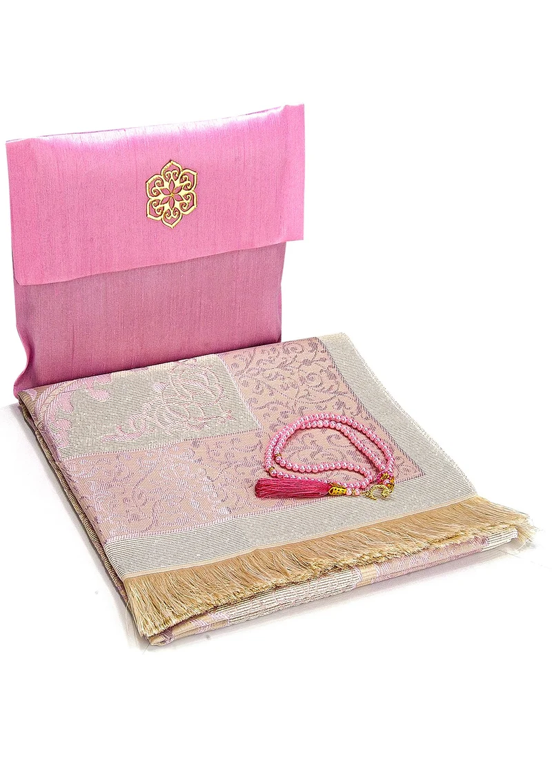 İhvan Online Shantuk Fabric Pouch, Prayer Mat, Rosary, Pink Color Mevlid Gift