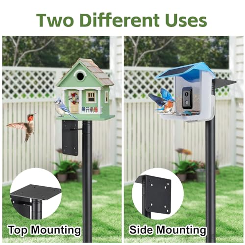 LLARGUEST Bird House Pole,75" Outdoor Bird Feeder Pole Kit Stand with 5-Pronged Base, Adjustable Height & Universal Mount for Easy Setup, 2 Installation Methods, Matte Black Finish (Without Bird House) - Image 2