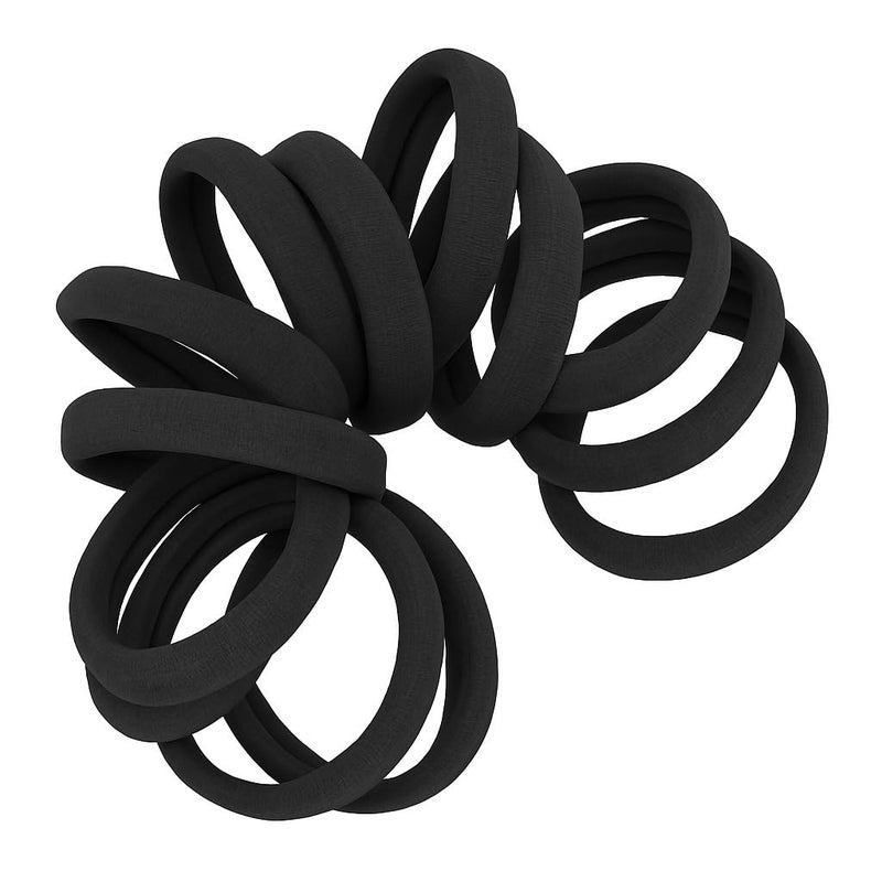 Cyndibands أربطة شعر سيندي - سوداء - أربطة شعر لطيفة بدون ضرر، حجم قياسي 1.5 بوصة، مصنوعة من قماش النايلون الناعم والمرن - 12 قطعة - Image 1