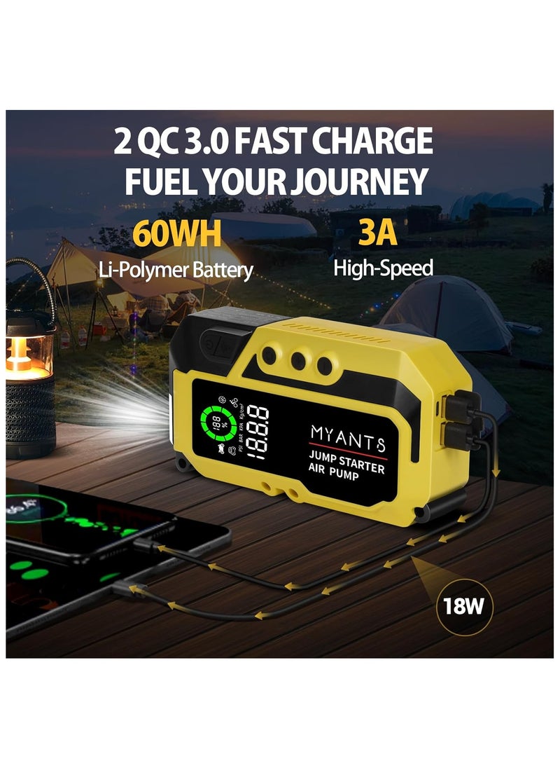 Generic Car Jump Starter Car Jump Starter, Battery Jumper(8L Gas/5L Diesel), 3000A Peak 12v Auto Battery Jump Pack, Power Bank USB QC3.0 Outputs Portable Battery Booster Pack Jumper Box (4000A)  - Image 5